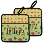 Summer Camping Pot Holders - Set of 2 w/ Name or Text