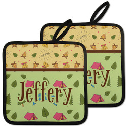 Summer Camping Pot Holders - Set of 2 w/ Name or Text