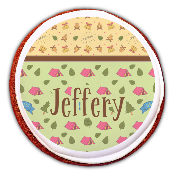 Summer Camping Printed Icing Circle - Large - On Cookie