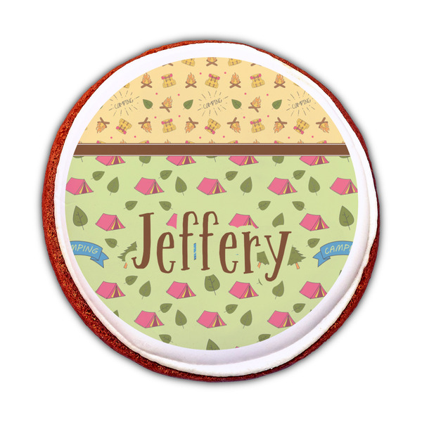 Summer Camping Printed Icing Circle - Medium - On Cookie