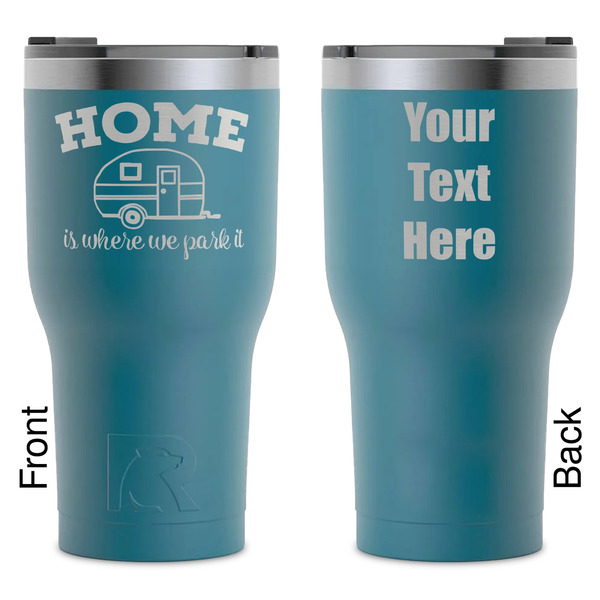 Custom Summer Camping RTIC Tumbler - Dark Teal - Laser Engraved - Double-Sided (Personalized)