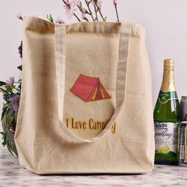 Summer Camping Reusable Cotton Grocery Bag - In Context