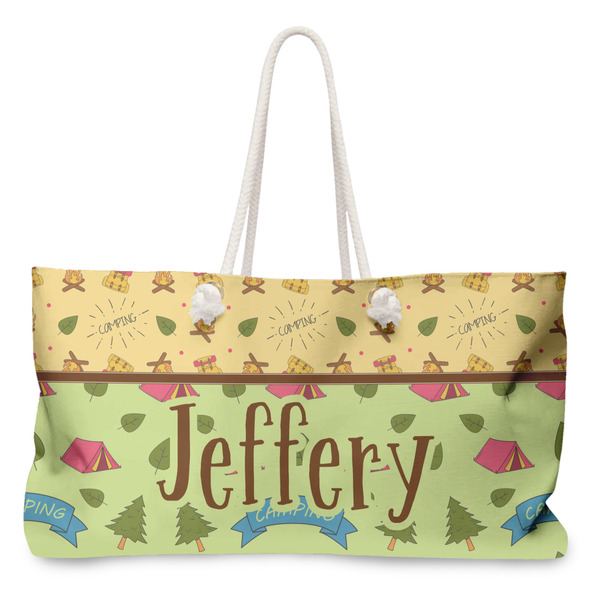 Custom Summer Camping Large Tote Bag with Rope Handles (Personalized)