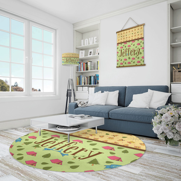 Summer Camping Round Area Rug - IN CONTEXT