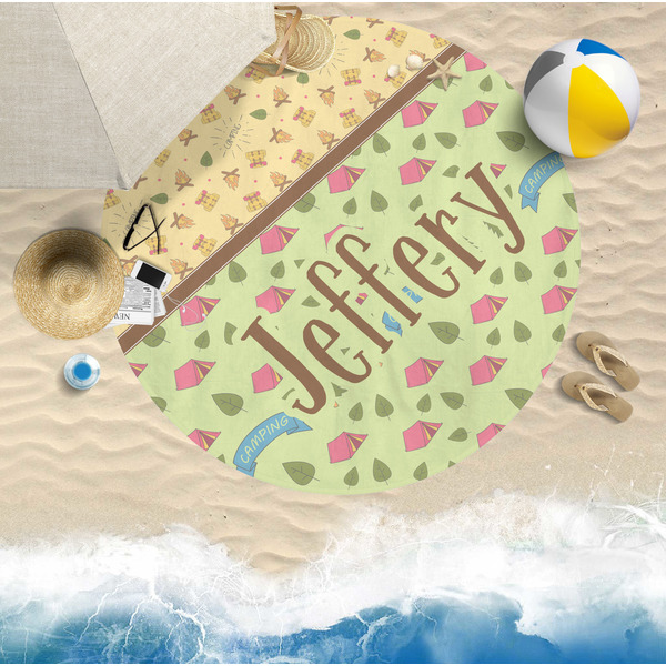 Summer Camping Round Beach Towel Lifestyle