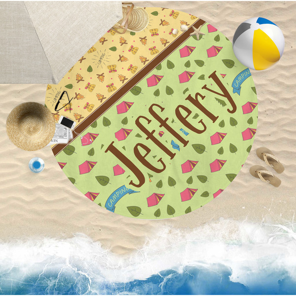 Summer Camping Round Beach Towel Lifestyle