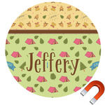 Summer Camping Round Car Magnet - 6" (Personalized)