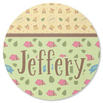 Summer Camping Round Rubber Backed Coaster (Personalized)