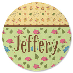 Summer Camping Round Rubber Backed Coaster (Personalized)