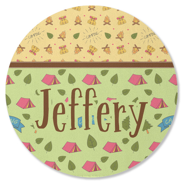 Summer Camping Round Coaster Rubber Back - Single