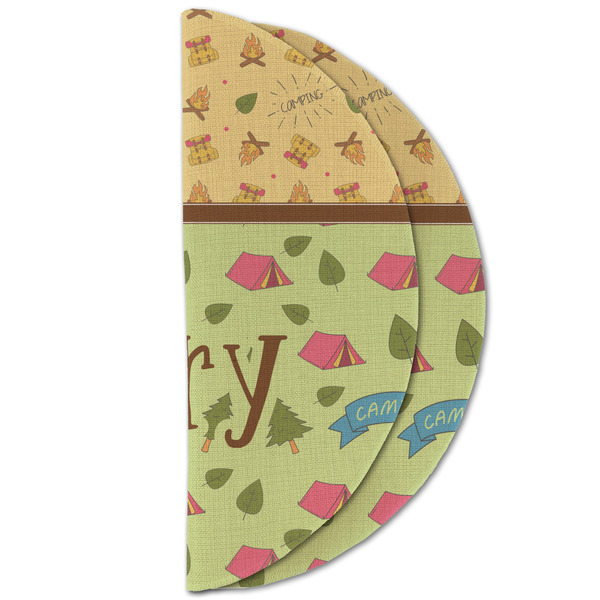 Summer Camping Round Linen Placemats - HALF FOLDED (double sided)