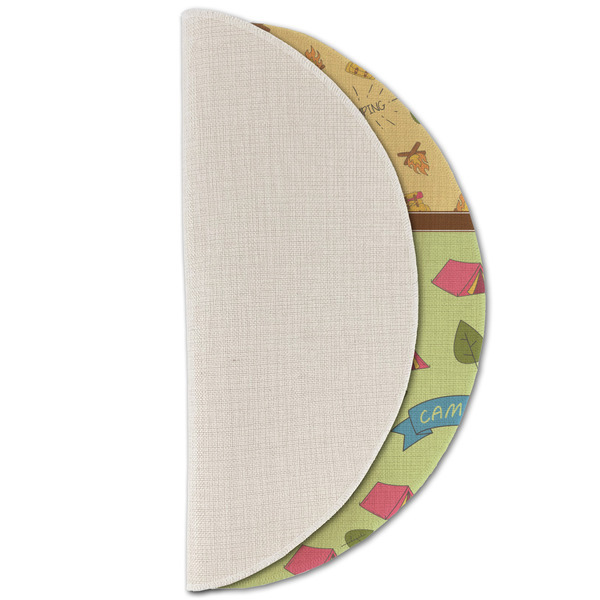 Summer Camping Round Linen Placemats - HALF FOLDED (single sided)