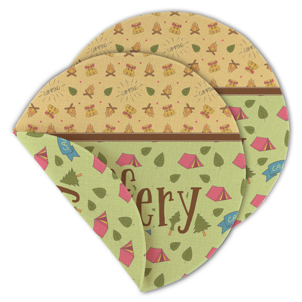 Custom Summer Camping Round Linen Placemat - Double Sided - Set of 4 (Personalized)