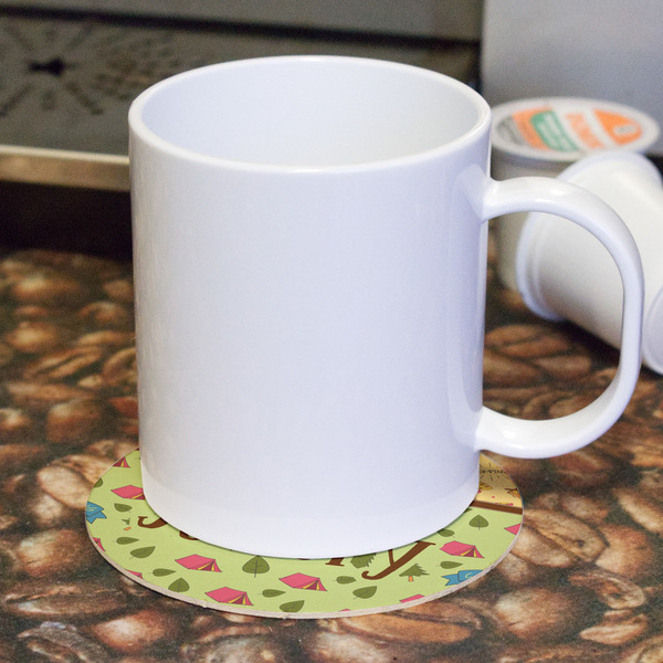Summer Camping Round Paper Coaster - With Mug