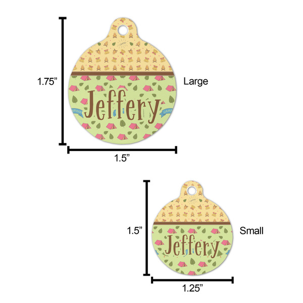 Summer Camping Round Pet ID Tag - Large - Comparison Scale
