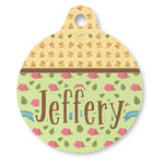 Summer Camping Round Pet ID Tag - Large (Personalized)