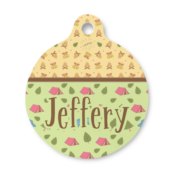 Custom Summer Camping Round Pet ID Tag - Small (Personalized)