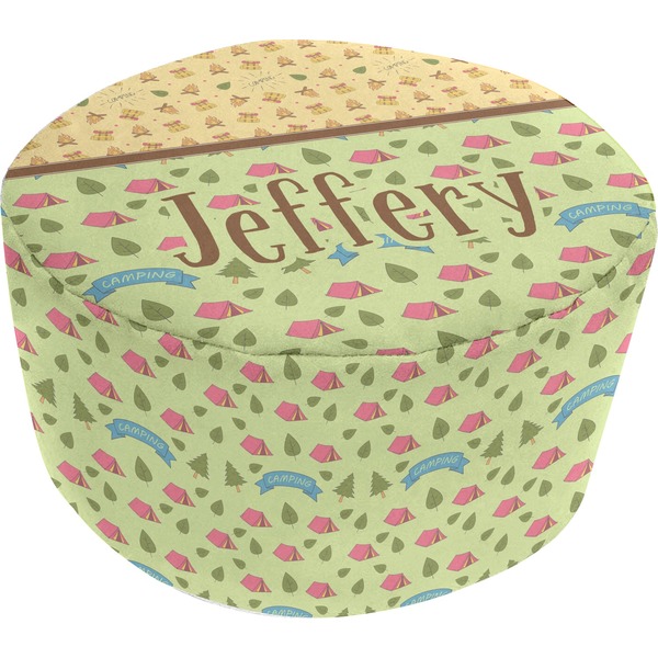 Custom Summer Camping Round Pouf Ottoman (Personalized)