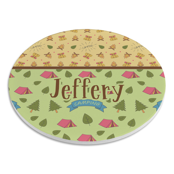 Summer Camping Round Stone Trivet - Angle View