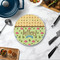 Summer Camping Round Stone Trivet - In Context View