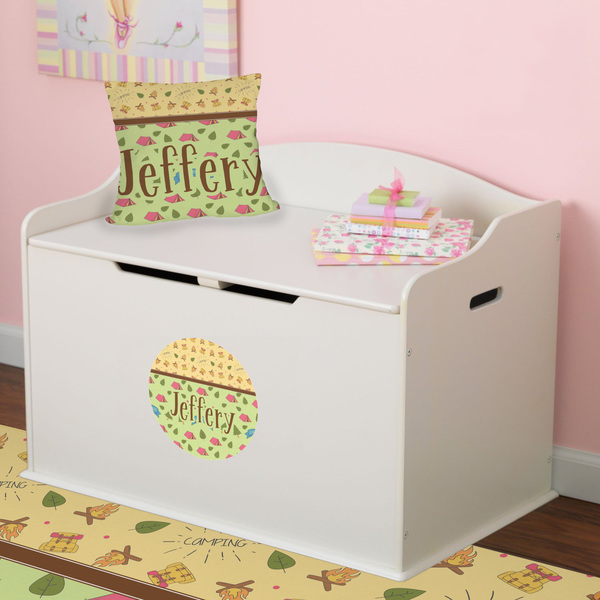 Summer Camping Round Wall Decal on Toy Chest