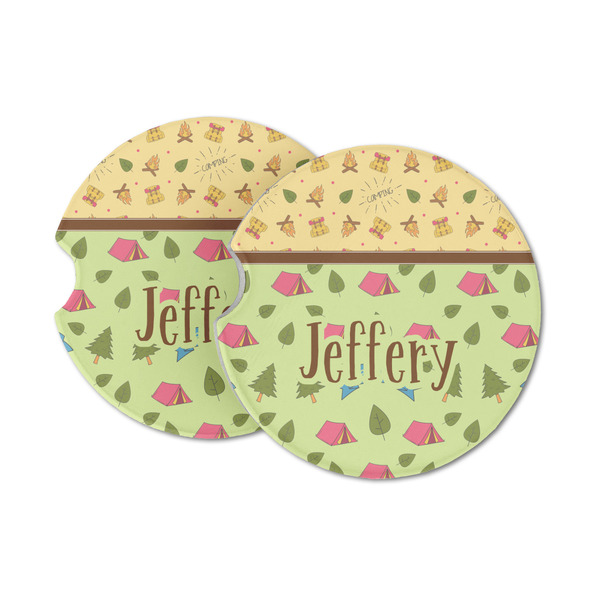 Custom Summer Camping Sandstone Car Coasters - Set of 2 (Personalized)