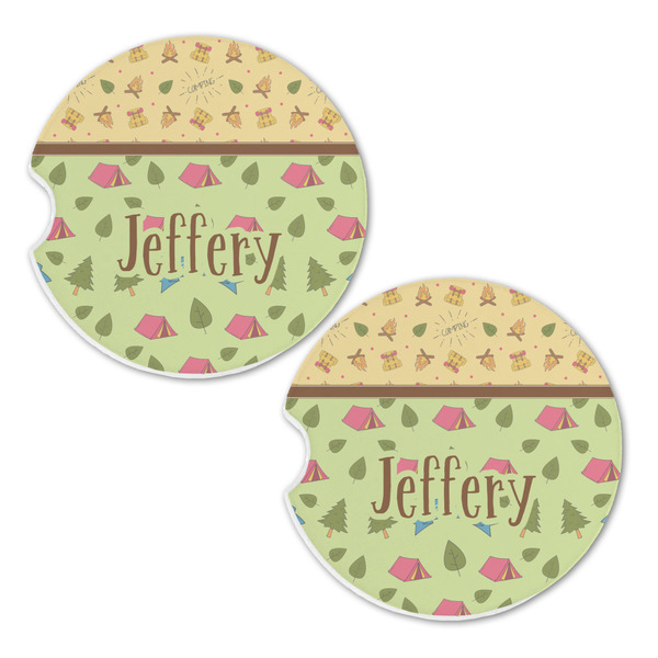 Summer Camping Sandstone Car Coasters - Set of 2