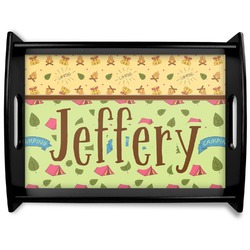 Summer Camping Black Wooden Tray - Large (Personalized)