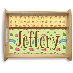 Summer Camping Natural Wooden Tray - Large (Personalized)
