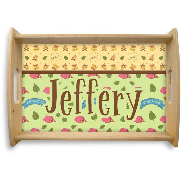 Custom Summer Camping Natural Wooden Tray - Small (Personalized)