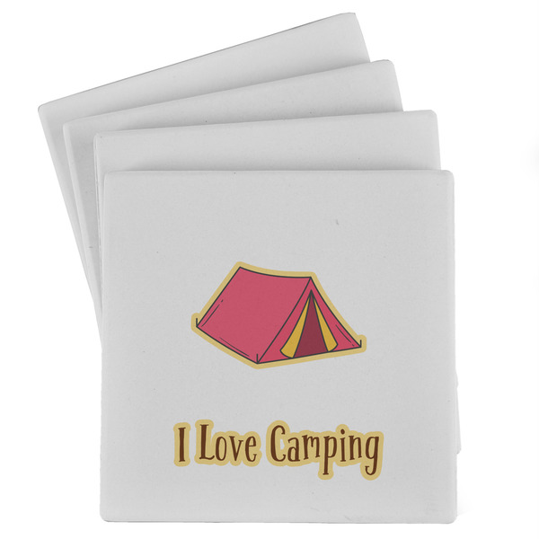 Custom Summer Camping Absorbent Stone Coasters - Set of 4 (Personalized)