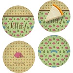 Summer Camping Set of 4 Glass Appetizer / Dessert Plate 8" (Personalized)