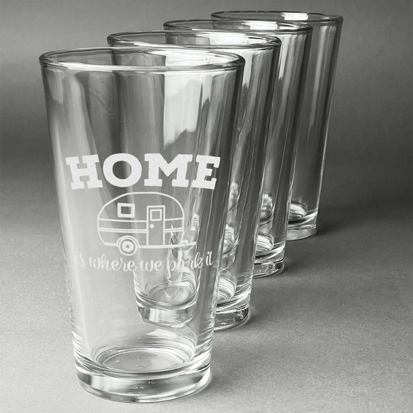 Custom Summer Camping Pint Glasses - Engraved (Set of 4)