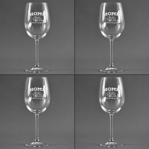 Summer Camping Set of Four Personalized Wineglasses (Approval)