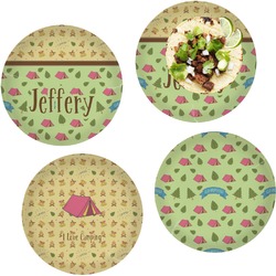 Summer Camping Set of 4 Glass Lunch / Dinner Plate 10" (Personalized)