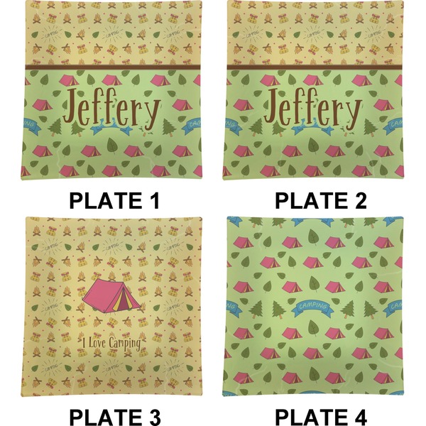 Summer Camping Set of Square Dinner Plates (Approval)