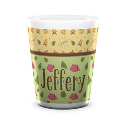 Summer Camping Ceramic Shot Glass - 1.5 oz - White - Set of 4 (Personalized)