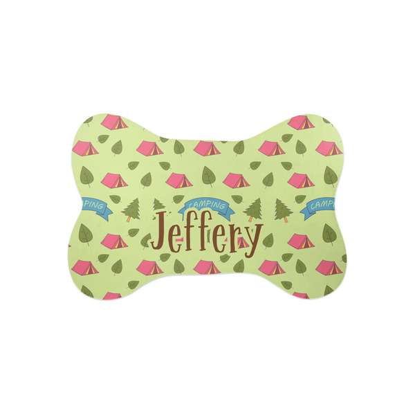 Custom Summer Camping Bone Shaped Dog Food Mat (Small) (Personalized)