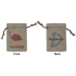 Summer Camping Small Burlap Gift Bag - Front & Back (Personalized)