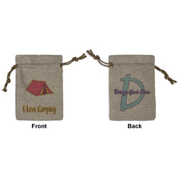 Summer Camping Small Burlap Gift Bag - Front & Back (Personalized)