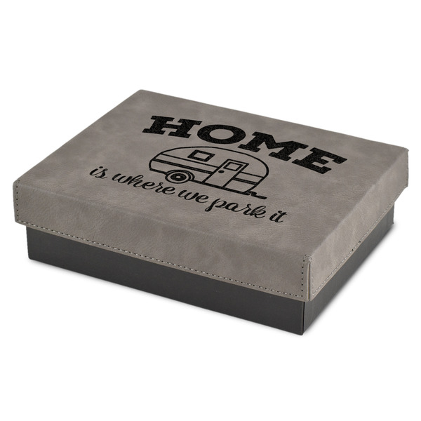 Custom Summer Camping Small Gift Box w/ Engraved Leather Lid