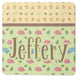 Summer Camping Square Rubber Backed Coaster (Personalized)