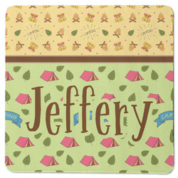 Summer Camping Square Rubber Backed Coaster (Personalized)