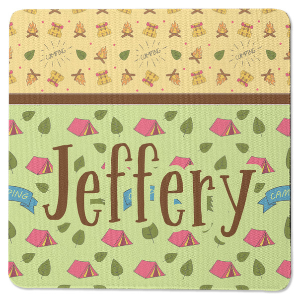 Summer Camping Square Coaster Rubber Back - Single