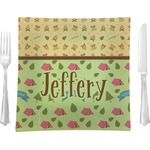 Summer Camping 9.5" Glass Square Lunch / Dinner Plate- Single or Set of 4 (Personalized)