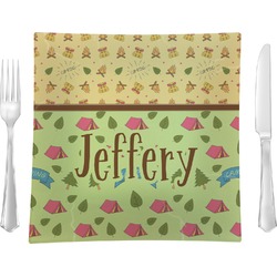 Summer Camping Glass Square Lunch / Dinner Plate 9.5" (Personalized)