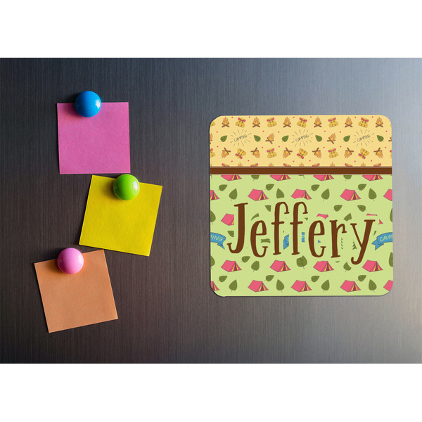 Summer Camping Square Fridge Magnet - LIFESTYLE