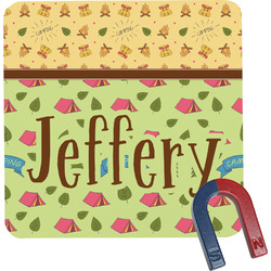 Summer Camping Square Fridge Magnet (Personalized)