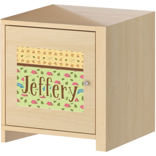 Summer Camping Square Wall Decal on Wooden Cabinet