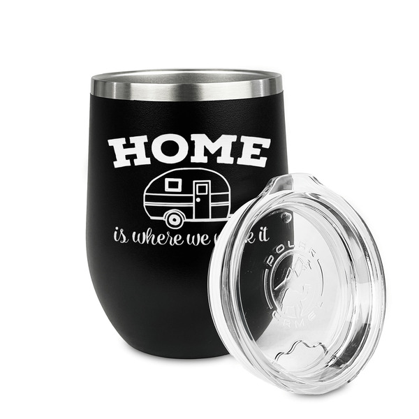 Summer Camping Stainless Wine Tumblers - Black - Single Sided - Alt View